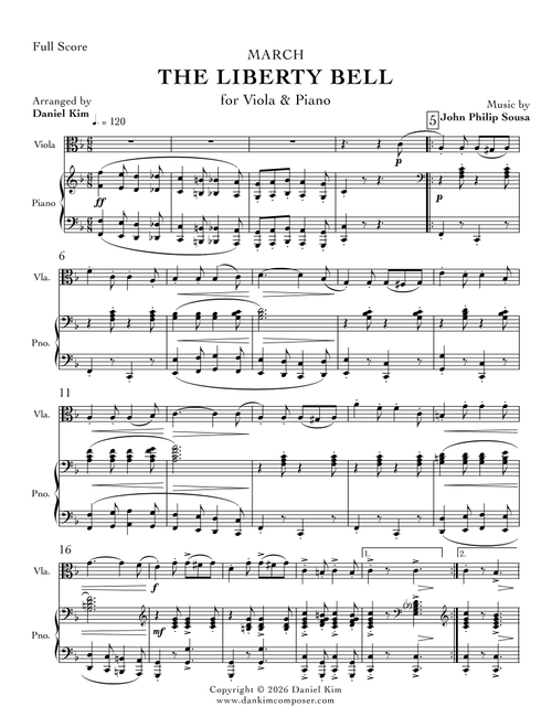 The Liberty Bell March (Viola and Piano) (Arr. Daniel Kim) - John Philip Sousa (Viola and Piano)