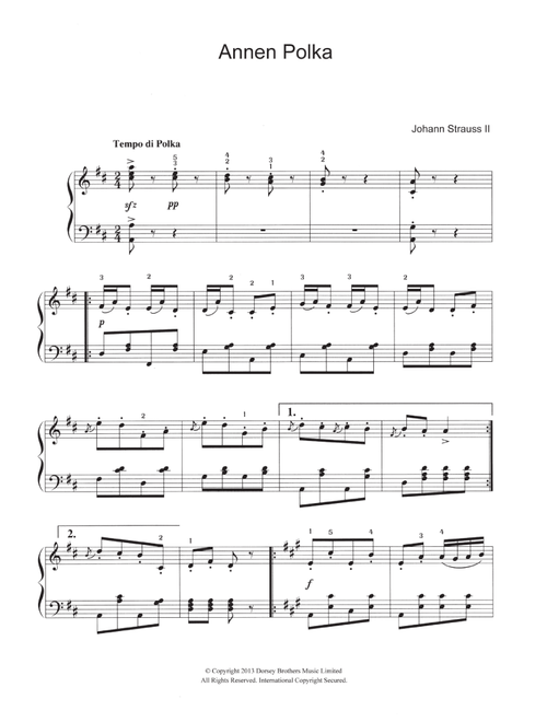 Annen Polka, Op. 117 - Johann Strauss II (Piano Solo)
