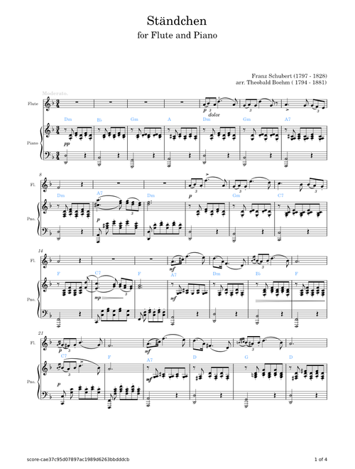 Schubert - Ständchen, for Flute and Piano