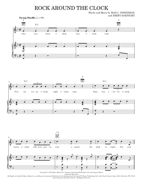 Rock Around The Clock - Bill Haley, Bill Haley & His Comets (Piano-Vocal-Guitar)