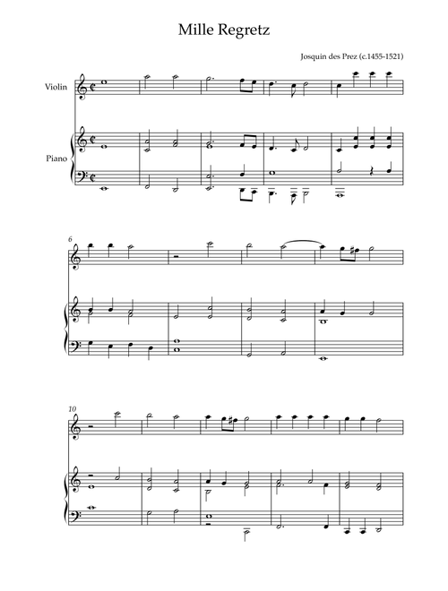Mille Regretz (Arr. Karen Gueiros) - Josquin Des Prez (Violin and Piano)