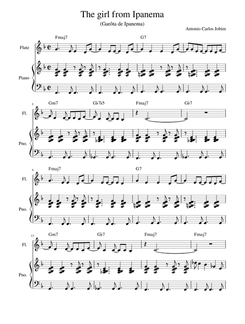 Jobim The girl from Ipanema - Flute & piano