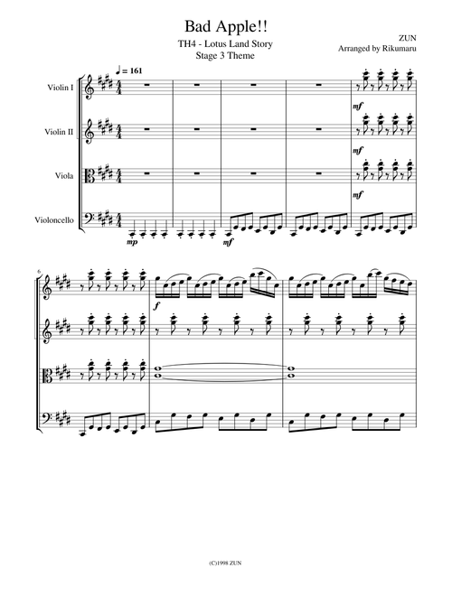 Bad Apple!! – ZUN String Quartet Arrangement