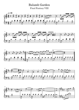 Final Fantasy VIII - Balamb Garden (Piano) Sheet Music for Piano