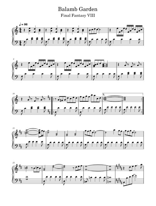 FF8 sheet music by emanuelevatte | Play, print, and download in