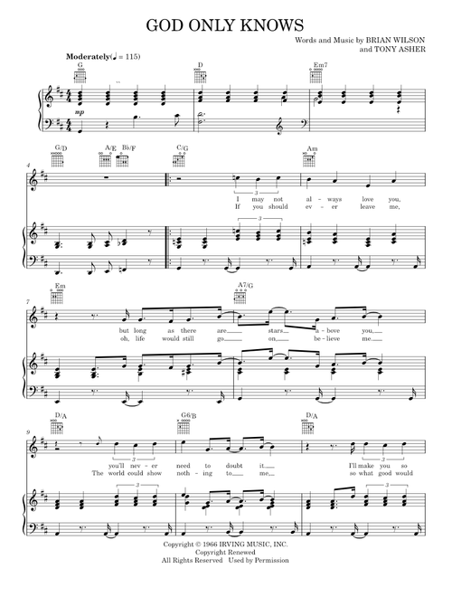God only knows - The Beach Boys (Piano-Vocal-Guitar)