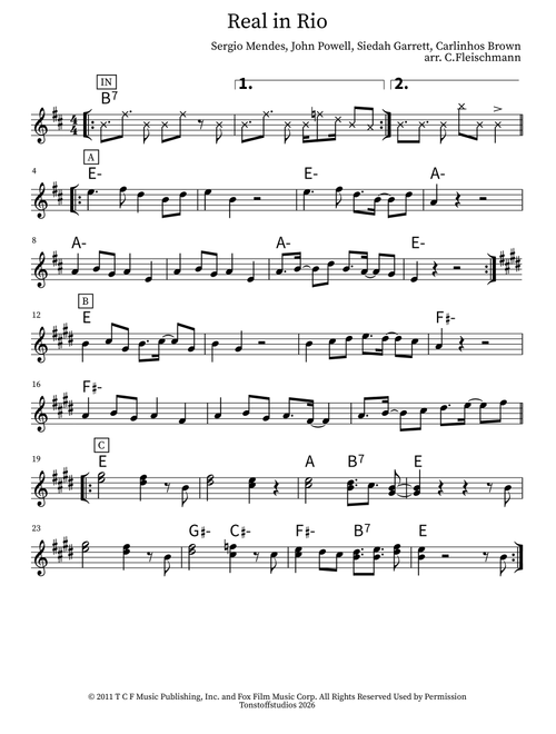 Real In Rio (Arr. Christoph Fleischmann) - The Rio Singers (Lead Sheet - Fake Book)