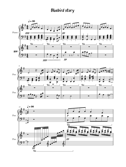 Bluebird Story – Dj Okawari Bluebird Story for 2 Pianos