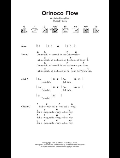 Orinoco Flow - Enya (Guitar Chords-Lyrics)