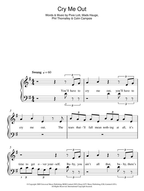 Cry Me Out - Pixie Lott (Easy Piano)