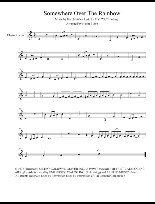 Over The Rainbow (from The Wizard Of Oz) (Arr. Kevin Busse) - Judy Garland (Clarinet Solo)