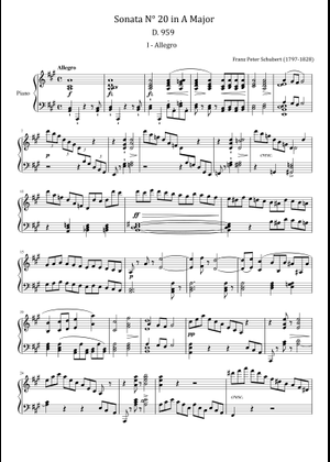 Schubert Sonata D959 Andantino Sheet Music for Piano (Solo