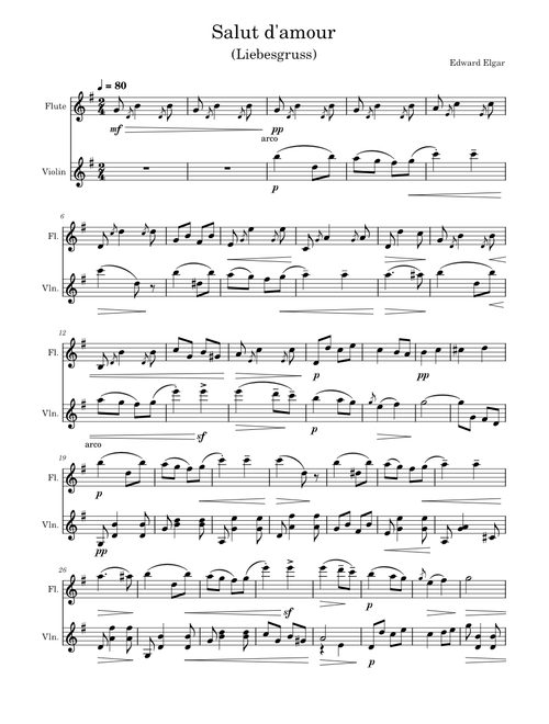 Salut d'Amour for Violin and Flute