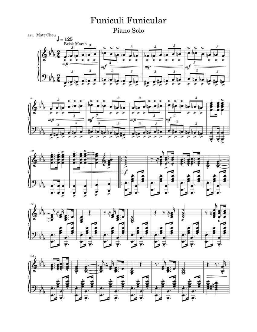 Funiculì, Funiculà Luigi Denza Sheet music for Piano (Piano Four Hand