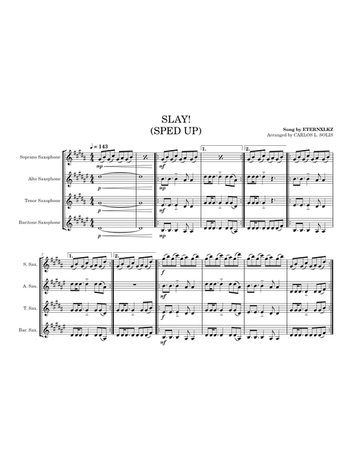 SLAY! (Sped Up) (SAX ARRANGEMENT) | Eternxlkz