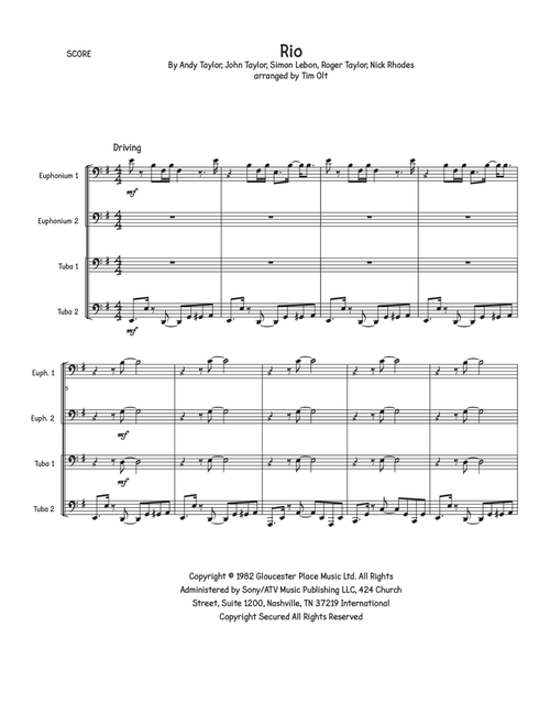 Rio (Arr. Tim Olt) - Duran Duran (Brass Ensemble)