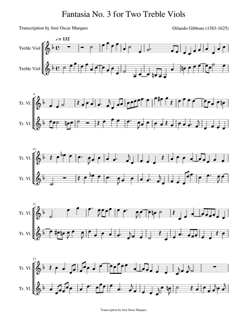 Gibbons: Fantasy No.3 for two treble viols