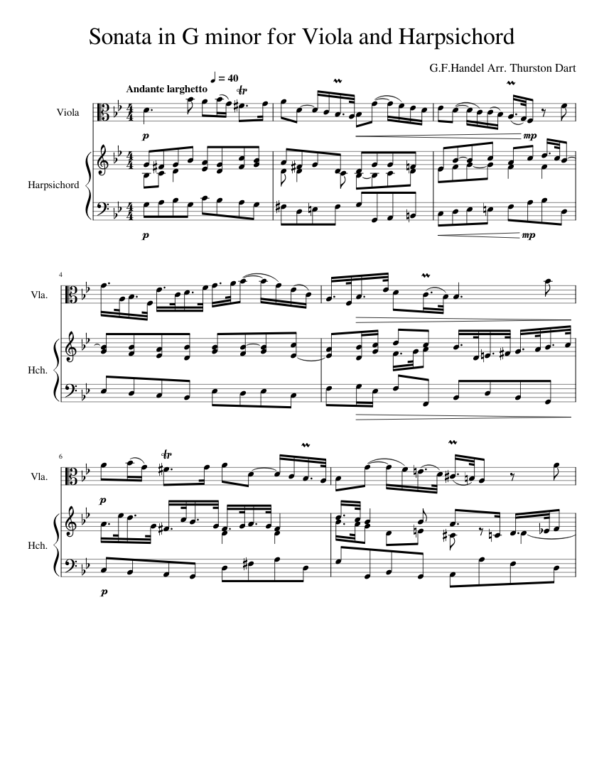 Sonata in G minor for Viola da Gamba and Harpsichord, HWV Sonata in G minor for Viola da Gamba and Harpsichord, HWV