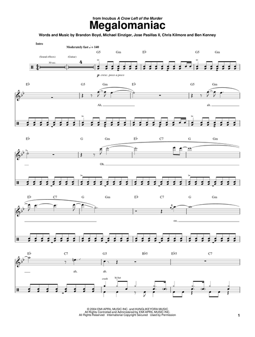 Megalomaniac - Incubus (Drum Transcription)