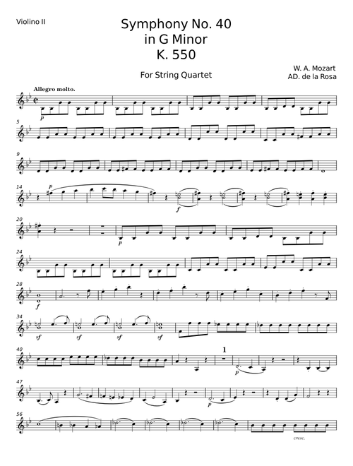 Symphony No. 40 - W. A. Mozart Arr By Paolo Civitillo