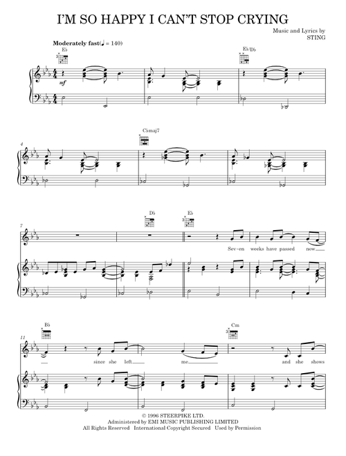 I'm So Happy I Can't Stop Crying - Sting, Toby Keith (Piano-Vocal-Guitar)