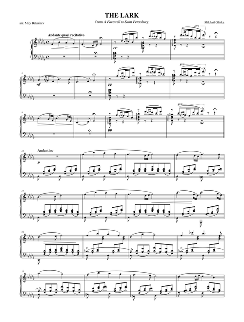 Mikhail Glinka/Mily Balakirev: The Lark