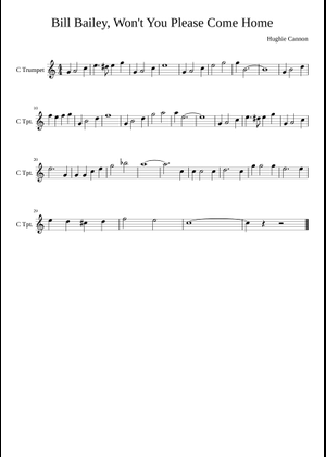 Bill Bailey (Chorus + Piano Solo) Sheet Music with Chords for