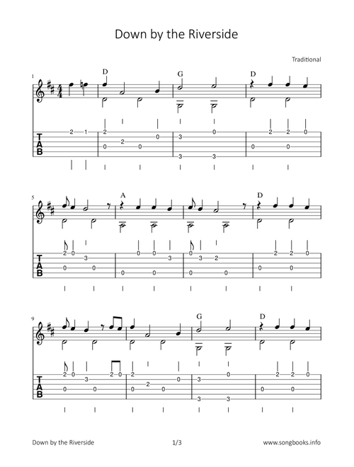 Down by the Riverside (Arr. Bettina Schipp) - Traditional (Solo Guitar)