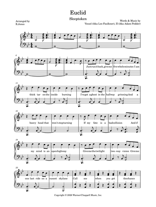 Euclid (Arr. Rachel Jones) - Sleep Token (Piano Solo)