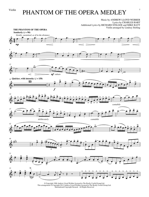 Phantom of The Opera Medley (Arr. Lindsey Stirling) (Violin Solo)