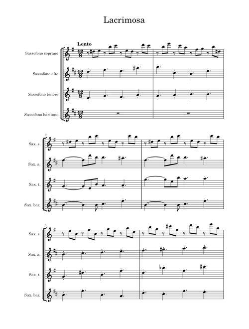 Lacrimosa – Wolfgang Amadeus Mozart - sax