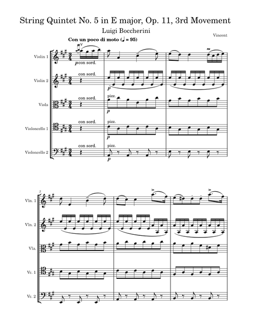 Boccherini - String Quintet No. 5 in E major, Op. 11, 3rd Movement