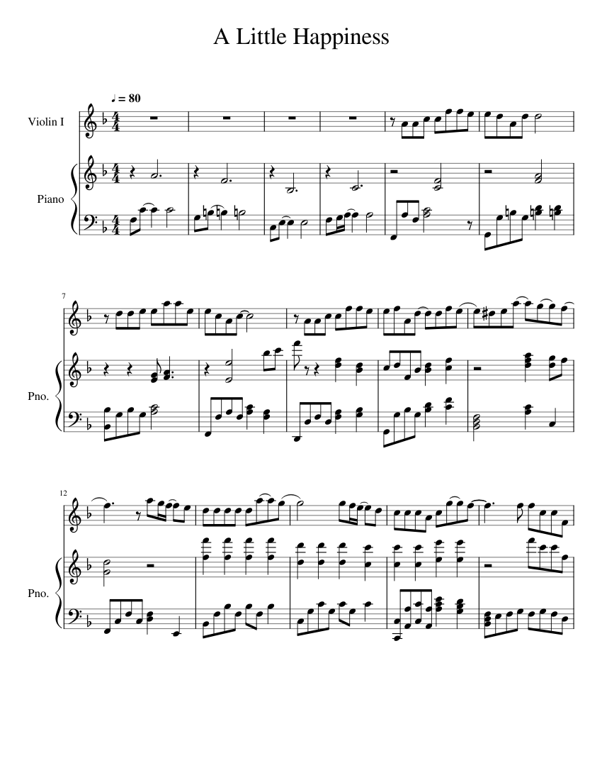 A Little Happiness Sheet music for Piano, Violin (Solo)