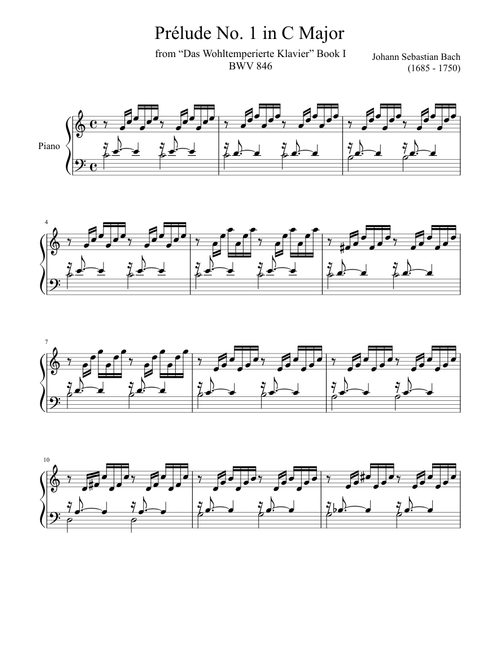 Prélude No. 1 BWV 846 in C Major