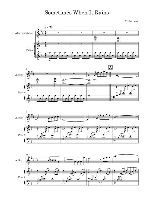 Saxophone – Misc Sometimes When It Rains-Alto Saxophone version