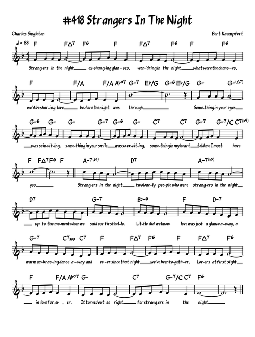 Strangers In The Night (Arr. John Fries) - Frank Sinatra (Piano-Vocal-Guitar (Piano Accompaniment))