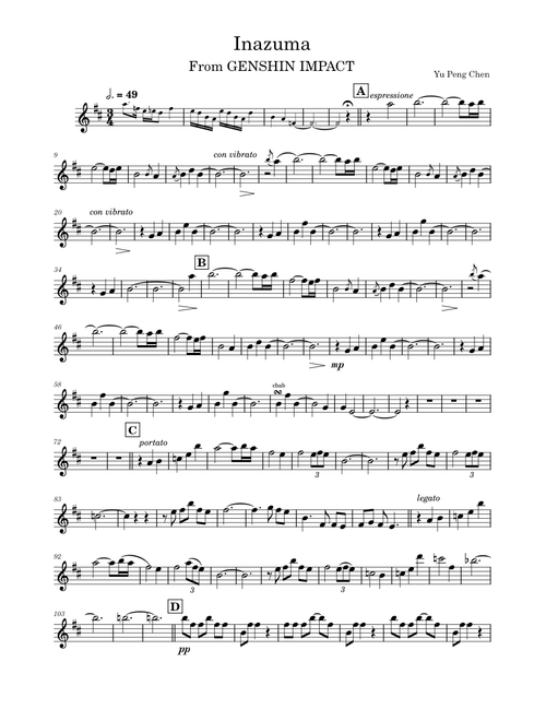 Inazuma – Yu-Peng Chen for solo flute [GENSHIN IMPACT]