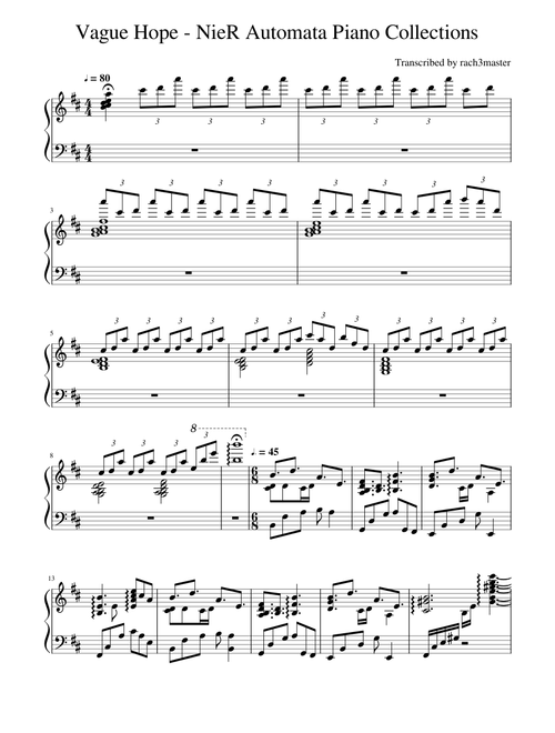 Vague Hope - NieR Automata Piano Collections
