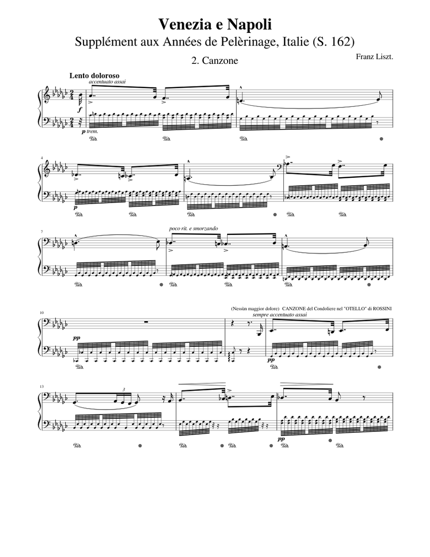 Liszt - Canzone (Années de pèlerinage II: Venezia e Napoli) Sheet