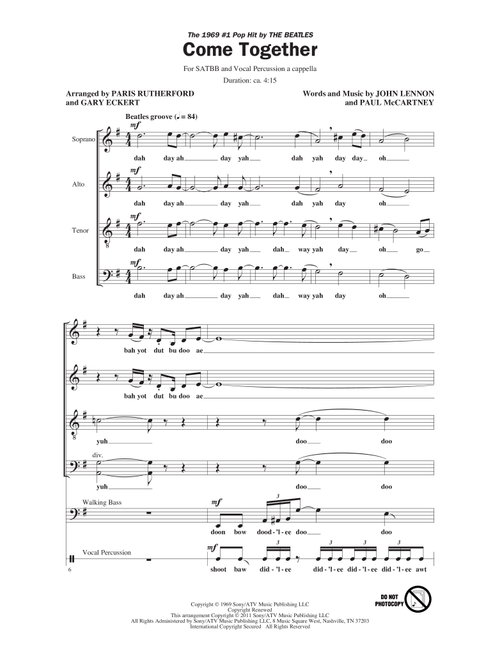 Come Together (Arr. Paris Rutherford) - The Beatles (Choral, SATB)