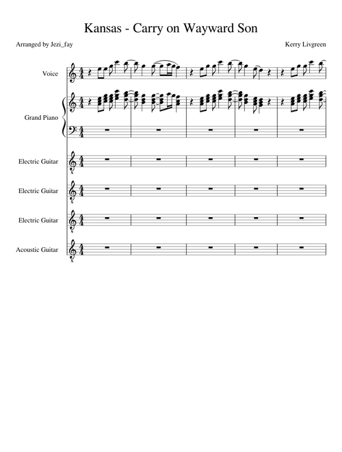 Kansas - Carry on Wayward Son (WIP) (Pls help so much work ugh not even a quarter done)