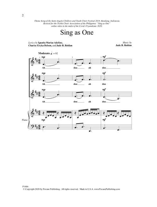 Sing as One - Jude Roldan (Choral, 3-Part Mixed)