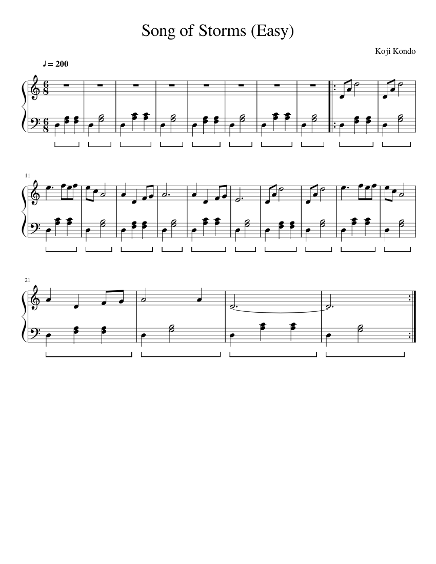 Song Of Storms Easy Sheet Music For Piano Solo Musescore Com   Score 0 @850x1100