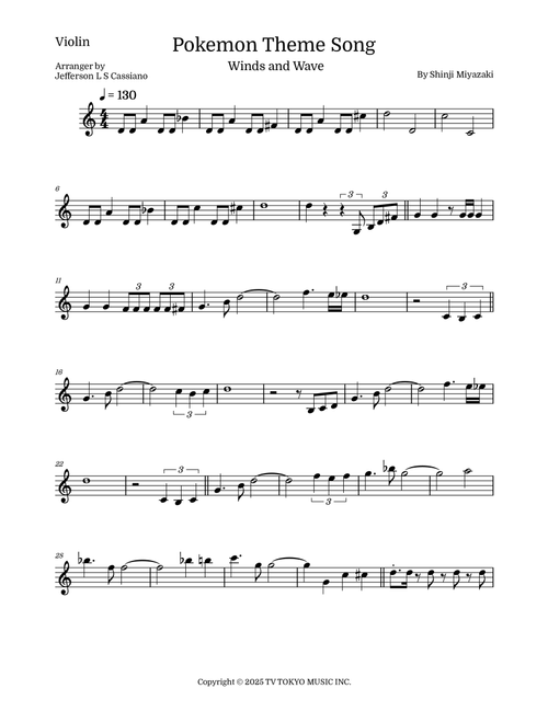 Pokemon (Arr. Jefferson LS Cassiano) - Shinji Miyazaki (Violin Solo)