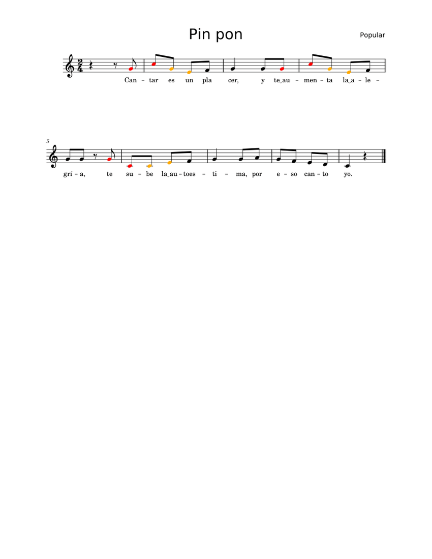 Pin pon Sheet music for Piano (Solo)