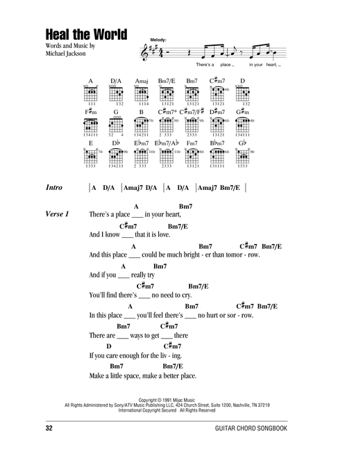 Heal The World - Michael Jackson (Guitar Chords-Lyrics)