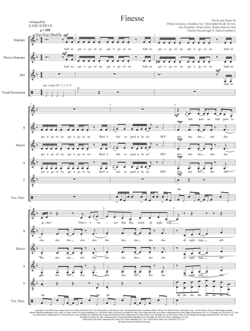 Finesse (Arr. Katie Schuld) - Bruno Mars (Choral, SSAB)