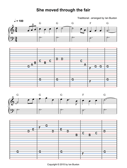 She Moved Through the Fair for Celtic or Folk Harp with Chords (Arr. Ian Buxton) - Traditional (Harp)