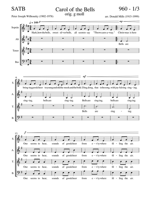 960 SATB Carol of the Bells (arr. D. Mills)