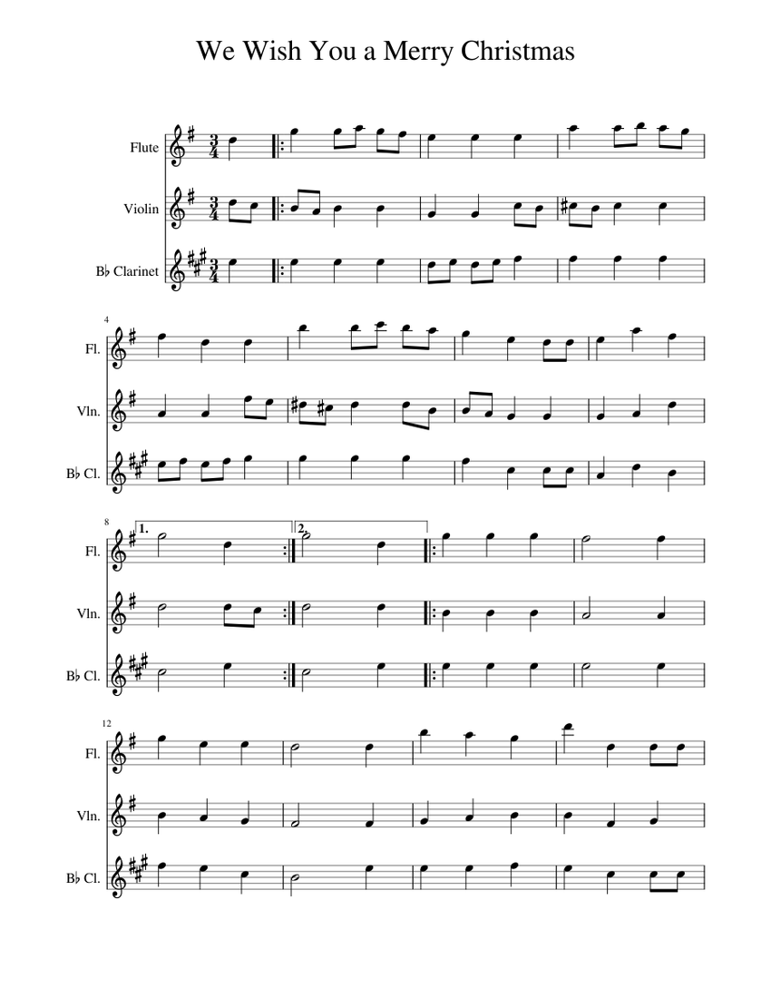 merry christmas flute sheet music